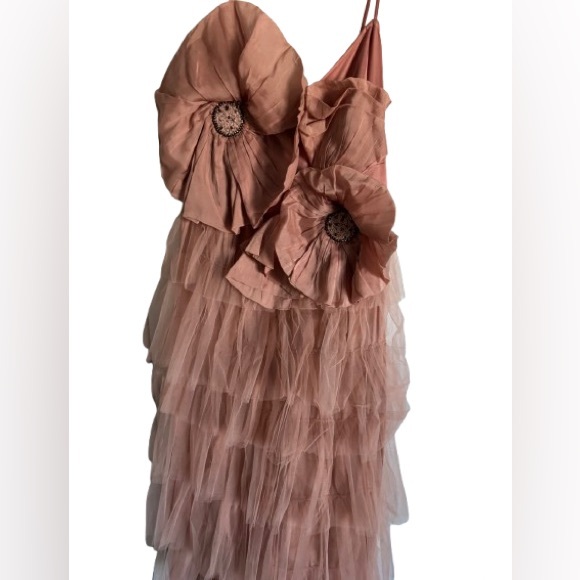 Anthropologie Kavita Bhartia Rosette Tiered Pink Tulle Gown 16W - Picture 10 of 13